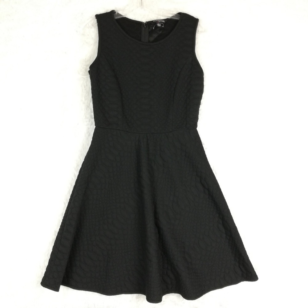 Sharagano Womens Dress Fit And Flare Black Textured Polyester Above Knee 6